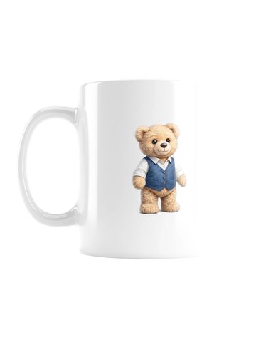 Weiße Tasse mit kleiner Teddy-Figur vorne